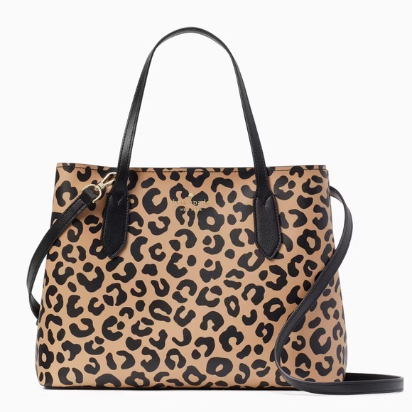Kate Spade Neutral Leopard Print Harper Satchel / Crossbody Bag - Picture 1 of 7